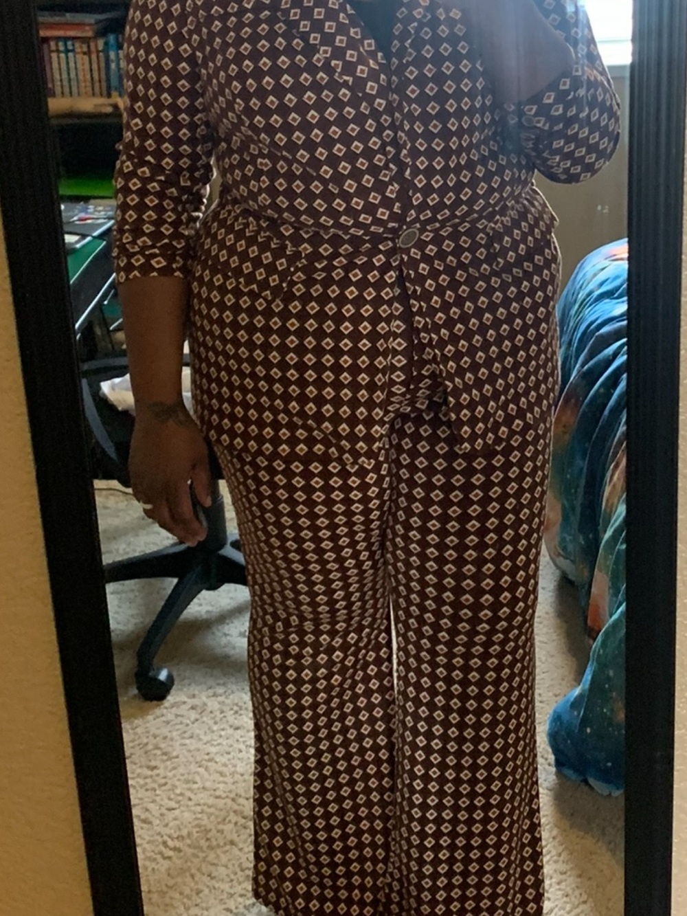 Gabi Fresh-Women's Brown Geometric Print 2pc Suit
